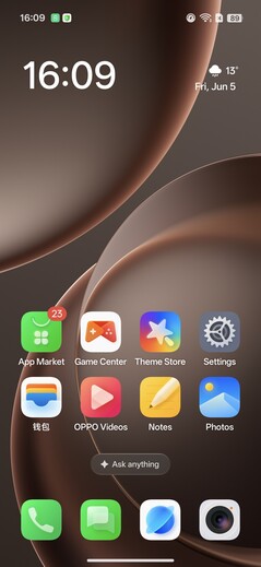 Oppo Find X9s Pro: Homescreen