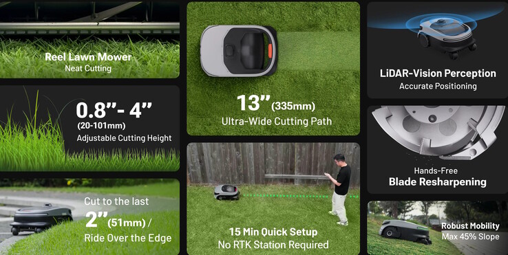 The manufacturer utilizes LiDAR for navigation and a different mowing method.