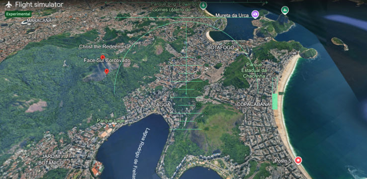 An experimental flight over Rio de Janeiro.