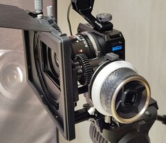 The GoPro Mission 1 Pro ILS camera with a Laowa 17mm T1.9 MFT Cine lens, mounted in a Small Rig cage with follow focus and matte box.