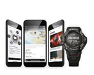 Casio Watches smartphone app screens alongside a black Casio G-Shock digital watch.