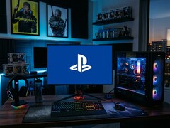 PlayStation logo seen on gaming PC monitor