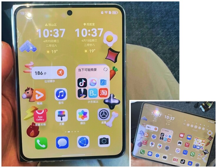 Live hands-on photo of the Huawei Pura X Max (edited).