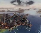 An image showing a flying city in Airborne Empire, now 50% off on Steam.