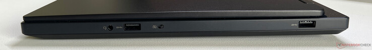 Right: 3.5 mm stereo, USB-A 3.2 Gen.1 (5 Gbps), webcam eShutter, USB-A 3.2 Gen.1 (5 Gbps)