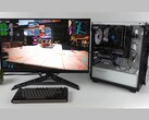 A budget gaming PC with an Intel Arc A380 and Nvidia RTX 3060 running Cyberpunk 2077 using Lossless Scaling for dual-GPU frame generation, showing FPS counters on screen (Image source: ETA Prime via YouTube)