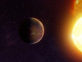 An artist's illustration showing an exoplanet close to its star.