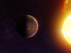 An artist's illustration showing an exoplanet close to its star.