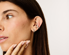A model wearing the Lumia 2 smart earrings.