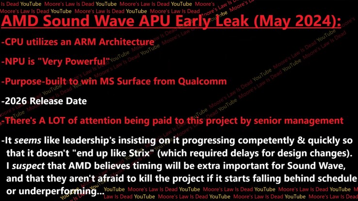 AMD Sound Wave ARM APU leak. (Source: Moore's Law Is Dead)