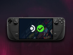 Over 31,000 games are categorized for the gaming handheld. Pictured: Steam Deck with the Verified logo on the screen. (Image source: Valve - edited)