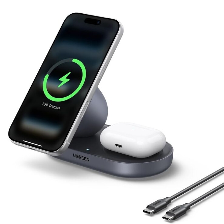 The Ugreen 15W 2-in-1 Magnetic Wireless Charger. (Image source: Ugreen)