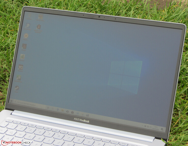 The VivoBook outdoors (shot under a completely overcast sky).