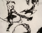The initial concept art for Kratos in God of War