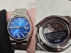 Pictured - IRL images of the Citizen Tsuyosa x seconde/seconde/ limited edition dial and caseback.