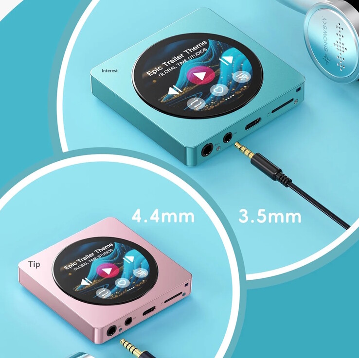 The Fiio Snowsky Disc DAP supports 3.5 mm unbalanced and 4.4 mm balanced headphones.