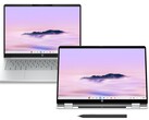 The HP Chromebook Plus 14 and HP Chromebook Plus x360 14 in Glacier Silver. (Image source: HP)
