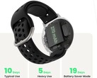 Amazfit Active 2 Sport promotional graphic highlighting its 270 mAh battery and claimed battery life of up to 10 days (typical use), 5 days (heavy use), or 19 days in battery saver mode.