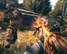 Shooting zombies in Dying Light.