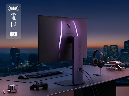 32-inch dual mode LG OLED gaming monitor shown in setup