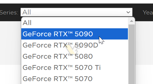 List of Nvidia GPUs found on Zotac's website (image source: Videocardz)