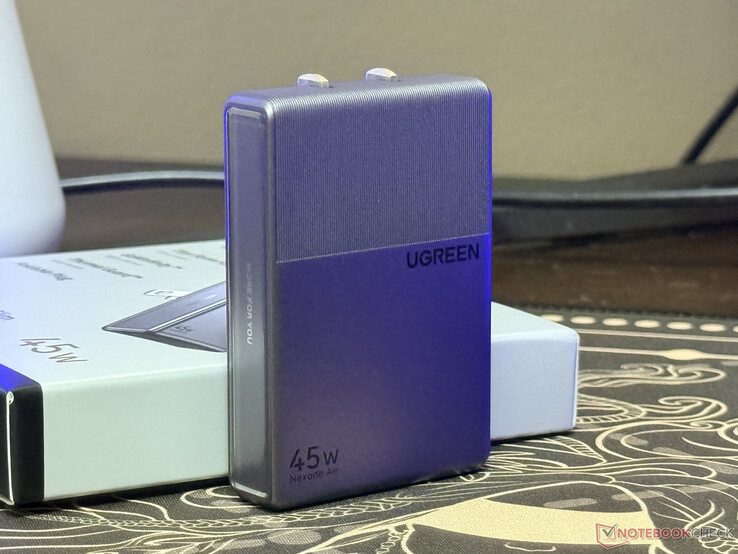 Ugreen Nexode Air 45W Slim charger beside its minimal package