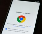 Smartphone showing the Google Chrome welcome screen with the Chrome logo