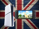 PS5 and Switch 2 consoles shown on Union Jack flag backdrop (Image source: Sony PlayStation, Nintendo with edits)