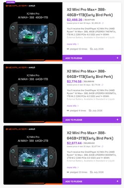 Current Indiegogo Early Bird pricing for the X2 Mini Pro.