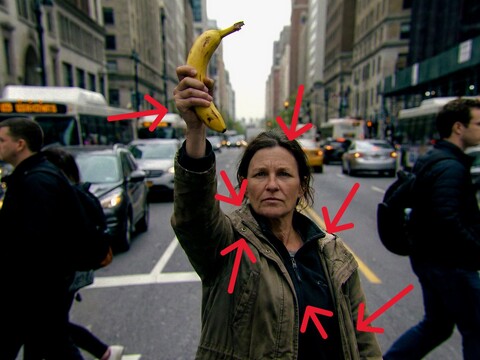 Woman holding a banana: What clues to look for