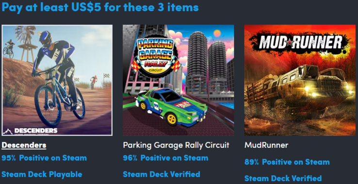 The first tier contains these three games