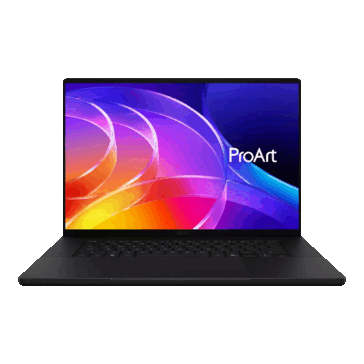 Asus ProArt P16 shown from the front with its display and keyboard visible
