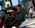 An image from GTA IV, showing Niko Bellic on a red motorcycle. (Image source: Steam)