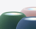 The HomePod mini 2 in three of its five launch colours.