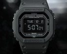 A close up of the Casio G-Shock GW‑BX5600‑1A1 display, pictured against a dark background.