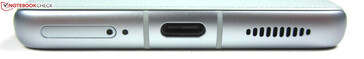 Bottom: SIM slot, microphone, USB-C 2.0, speaker