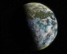 An artist's illustration showing an exoplanet.