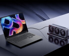 The Lecoo Pro 16 Cored Edition has an USB4 and OCuLink port. Pictured: a promo picture showing the laptop with an external GPU dock.