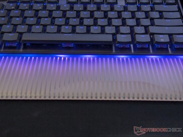 RGB lights shining through the frosted silicon mousepad.