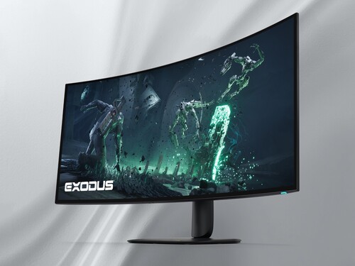 Curvature of Alienware AW3926QW 5K OLED monitor shown