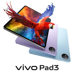 Vivo has created the Pad3 in Cold Star Grey, Spring Tide Blue and Thin Purple colour options with an optional keyboard dock. (Image source: Vivo)