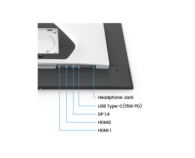 Physical connectivity options for the monitor include two HDMI 2.1 ports and a single DisplayPort 1.4 connection, alongside built-in dual 2W speakers.