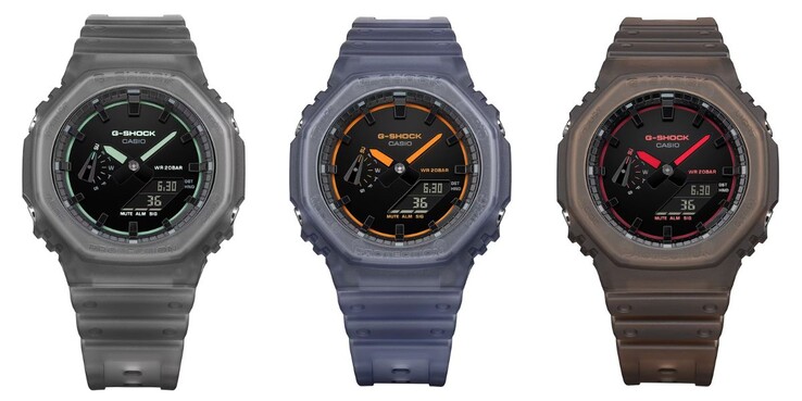 From left to right: the Casio G-Shock GA2100K-1A, GA2100K-2A and GA2100K-5A watches.