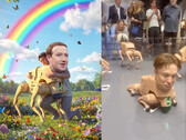 Mark Zuckerberg and Elon Musk reimagined as robotic dogs by Beeple (image source: @beeple_crap on IG, edited)