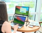 LiftVue can be positioned above a laptop screen using a clever stand.