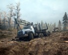An image from the game MudRunner showing two vehicles. (Image source: Steam)
