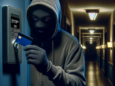 Criminals can open all Saflok RFID secured doors on a property using one keycard to create a master keycard. (Source: AI Image Dall-E 3)