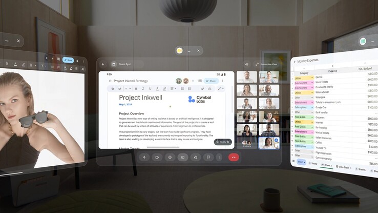 Xreal Aura allows you to freely position up to five virtual monitors in the room.