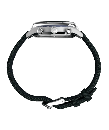 Side view of the Timex Marlin Jet Chronograph showing its large domed Hesalite crystal