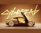 A screengrab from a promotional Tesla CyberCab video showing a side view of the vehicle